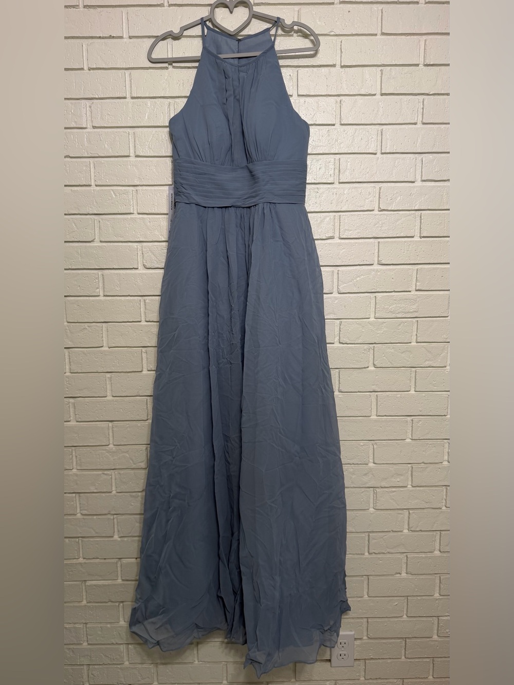 NWT Azazie Bonnie Dusty Blue Chiffon Bridesmaid Dress A6